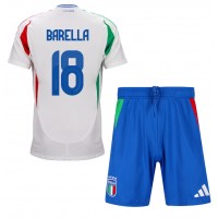 Fotballdrakt Barn Italia Nicolo Barella #18 Bortedraktsett EM 2024 Kortermet (+ Korte bukser)